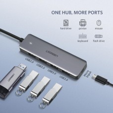 Хаб USB 3.0 4xUSB 3.0 active з живленням Type-C 15см CM219 Ugreen (50985)