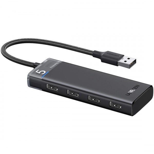 Хаб USB 3.0 4хUSB-A 3.2 Gen1 10Gbps Black CM653 Ugreen (15548)