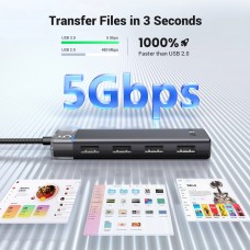 Хаб USB 3.0 4хUSB-A 3.2 Gen1 10Gbps Black CM653 Ugreen (15548)