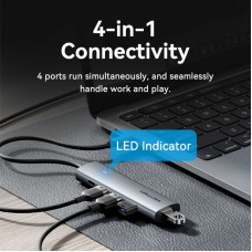 Хаб USB 3.0 Type-C 4xUSB 3.0/1xUSB-C 5Gbps Black Vention (TGZHB)