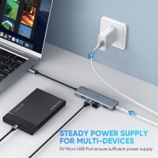 Хаб USB 3.1 Type-C 4xUSB 3.0 Grey CM219 Ugreen (70336)
