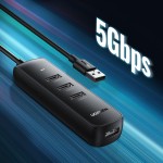 Хаб USB 3.2 Type A 4xUSB 3.2 Активний 1м Чорний CM416 UGREEN (80657)