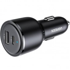 Автозарядка 2xUSB 63W (USB-C+USB-A) QC 3.0 Чорна (EC701) UGREEN (35023)