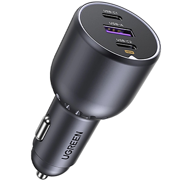 Автозарядка 3xUSB 130W (2xUSB-C+USB-A) QC 3.0 Чорна (EC705) UGREEN (35025)
