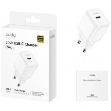 Зарядний пристрій 1xUSB 20W (GaN 1хUSB-C QC+PD 3.0 вилка ЄС для iPhone серії 12 та новіших мод. (CH20)