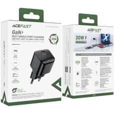Зарядний пристрій 1xUSB-C 30W Gan A77 mini Fast Charger Black Acefast (6974316282662)