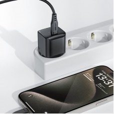 Зарядний пристрій 1xUSB-C 30W Gan A77 mini Fast Charger Black Acefast (6974316282662)