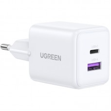 Зарядний пристрій 2xUSB 30W (USB-A + USB-C) X516 Gan білий Ugreen (65015) Зарядний пристрій 2xUSB 30W (USB-A + USB-C) X516 Gan білий Ugreen (65015)