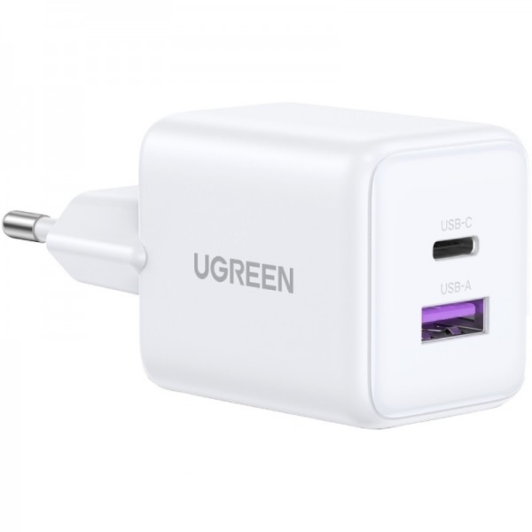 Зарядний пристрій 2xUSB 30W (USB-A + USB-C) X516 Gan білий Ugreen (65015)