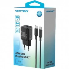 Зарядний пристрій 2xUSB 30W (USB-A/USB-C) + USB-C cable М-М Black Vention (TZ-FEQB0-EU-01)