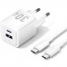 Зарядний пристрій 2xUSB 30W (USB-A/USB-C) + USB-C cable М-М White Vention (TZ-FEQW0-EU-01)