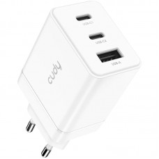 Зарядний пристрій 3xUSB 67W (GaN 1хUSB-C QC+PD 3.0 вилка ЄС для iPhone 12) Cudy (CH67)