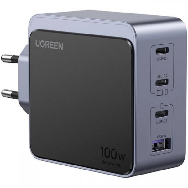 Зарядний пристрій 4xUSB 100W (3xUSB-C+USB-A) Gan Nexode Fast Charger Сірий X565 Ugreen (35043)
