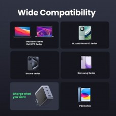 Зарядний пристрій 4xUSB 100W (3xUSB-C+USB-A) Gan Nexode Fast Charger Сірий X565 Ugreen (35043)