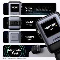 Зарядний пристрій 4xUSB 100W (3xUSB-C+USB-A) Gan Robot tech Fast Charger Сірий X688 Ugreen (45515B)