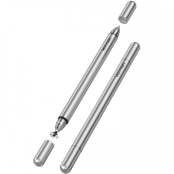 Стилус-ручка для ємнісних екранів 2-в-1 Stylus Pen Gray Aluminum Alloy Type Vention (KQMH0)