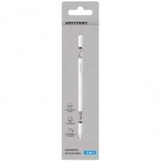 Стилус-ручка для ємнісних екранів 3-в-1 Magnetic Stylus Pen White Aluminum Alloy Type Vention (KQLW0)