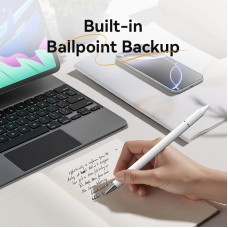 Стилус-ручка для ємнісних екранів 3-в-1 Magnetic Stylus Pen White Aluminum Alloy Type Vention (KQLW0)