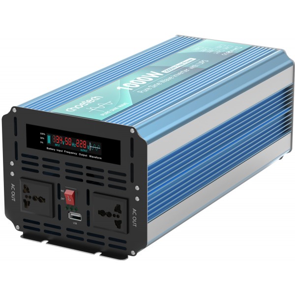 Інвертор Choetech з зарядкою функція ДБЖ 12\220V 1000Вт LiFePO?/Li-ion/AGM/GEL чиста синусоїда (INV-C1000WUPS-EU)