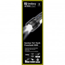 Ліхтарик-повербанк Sandberg Survivor 7 in 1 Torch Powerbank 5000 mAh XHP50 LED USB-C 5W (421-08)