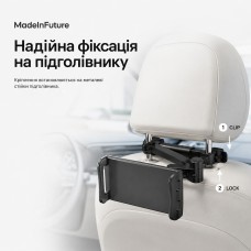 Держатель для смартфона автомобильный на подголовник MadeInFuture T10 Black (MIF91912)