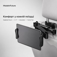 Держатель для смартфона автомобильный на подголовник MadeInFuture T10 Black (MIF91912)