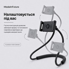 Держатель для смартфона гибкий на шею MadeInFuture T12 Black (MIF91916)
