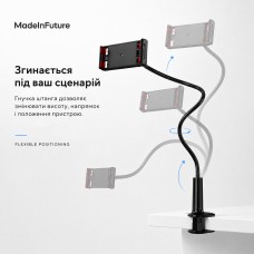 Держатель для смартфона и планшета гибкий настольный MadeInFuture T8 Black (MIF91915)