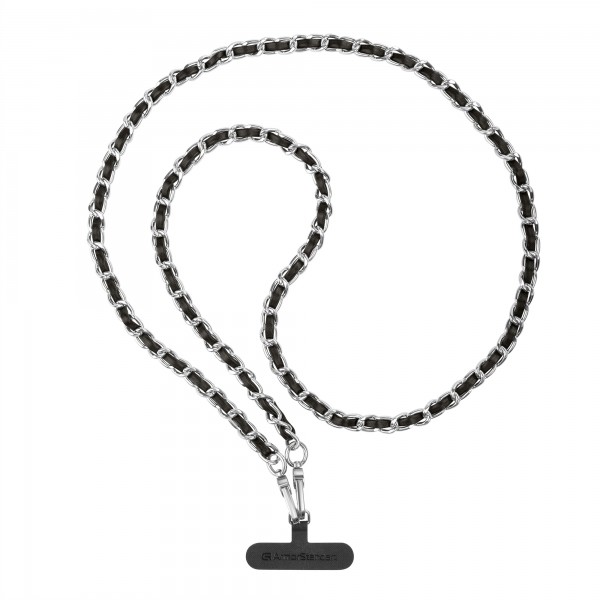 Ремешок для смартфона ArmorStandart Chain link Polished Silver with Black Leather (ARM77033)