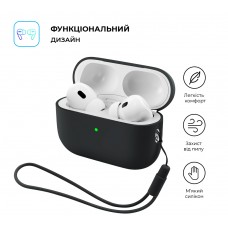 Чохол ArmorStandart Silicone Case with straps для Apple AirPods Pro 3 Black (ARM91276)