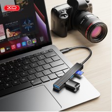 USB-хаб XO USB Type-C 3-в-1 (HUB014B.black)