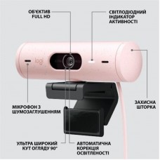 Веб-камера Logitech Brio 500 Rose (960-001421)