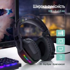 Гарнітура СolorWay Hyperblast RGB Black (CW-HPG05BK) Гарнітура СolorWay Hyperblast RGB Black (CW-HPG05BK)