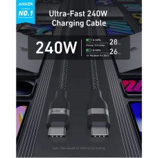 Кабель Anker Upcycled-Braided USB-C - USB-C (M/M), 240W, 1.8 м, Black (A82E2H12)