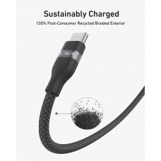 Кабель Anker Upcycled-Braided USB-C - USB-C (M/M), 240W, 1.8 м, Black (A82E2H12)