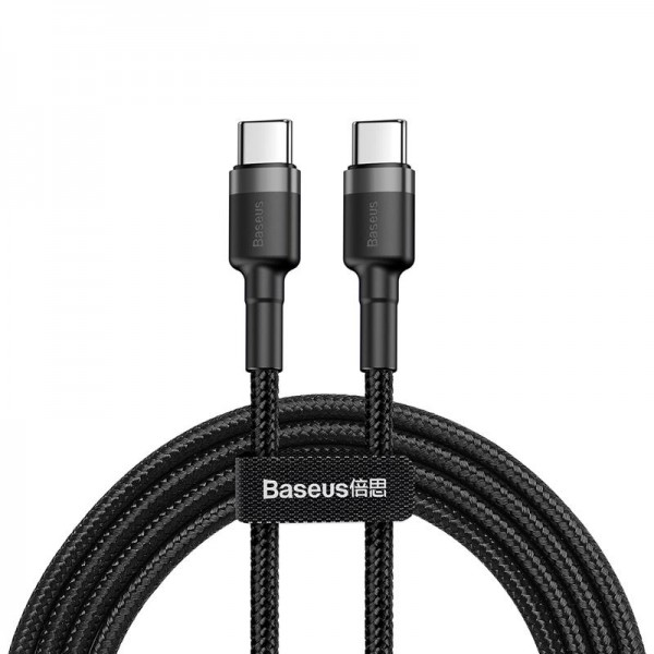 Кабель Baseus Cafule USB-C-USB-C, PD2.0 60W 2м Black/Grey (CATKLF-HG1)