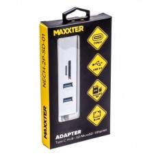 Концентратор USB Type-C Maxxter 2хUSB3.0, RJ-45, microSD/TF, метал, Grey (NECH-2P-SD-01)