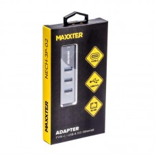 Концентратор USB Type-C Maxxter 4хUSB3.0, RJ-45 Grey (NECH-3P-02)