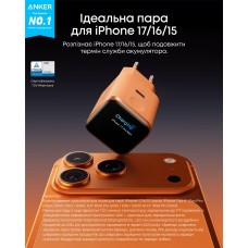 Мережевий зарядний пристрій Anker Nano Charger 45W USB-C Smart Display Orange (A121DGO1)