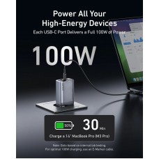 Мережевий зарядний пристрій Anker PowerPort GaNPrime 100W 2xUSB Type-C, USB Type-A Silver (A2688341)