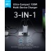 Мережевий зарядний пристрій Anker PowerPort GaNPrime 100W 2xUSB Type-C, USB Type-A Silver (A2688341)