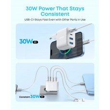 Мережевий зарядний пристрій Anker Zolo Charger 50W, 2xUSB-C, 2xUSB-A, White (A121EG21)