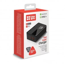 Мережевий зарядний пристрій ColorWay Power Delivery (2USB-A + 2USB TYPE-C) (65W) Black (CW-CHS040PD-BK)