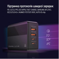 Мережевий зарядний пристрій ColorWay Power Delivery (2USB-A + 2USB TYPE-C) (65W) Black (CW-CHS040PD-BK)