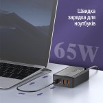 Мережевий зарядний пристрій ColorWay Power Delivery (2USB-A + 2USB TYPE-C) (65W) Black (CW-CHS040PD-BK) Мережевий зарядний пристрій ColorWay Power Delivery (2USB-A + 2USB TYPE-C) (65W) Black (CW-CHS040PD-BK)
