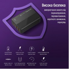 Мережевий зарядний пристрій ColorWay Power Delivery (2USB-A + 2USB TYPE-C) (65W) Black (CW-CHS040PD-BK)
