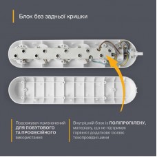 Подовжувач блоковий (ABS) Electrum 2 гнізда 2м C-ES-1782 (C-ES-1782)
