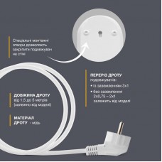 Подовжувач блоковий (ABS) Electrum 2 гнізда 2м C-ES-1782 (C-ES-1782)