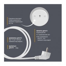 Подовжувач блоковий (PP) Electrum 3 розетки 3м із заземленням та вимикачем C-ES-1538 (C-ES-1538)