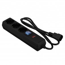 Фільтр живлення 2E 3 розетки, 1 м, чорний (2E-U03C14M1BK)